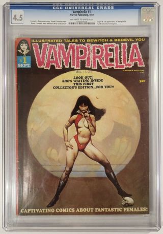 Vampirella 1,  Warren Publishing,  1969.  Cgc 4.  5 Ow/w Frazetta Cover