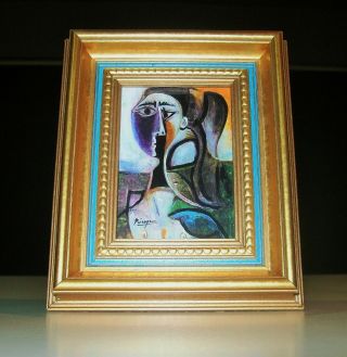 Pablo Picasso Framed Mini Aceo Hand Signed Portrait D 