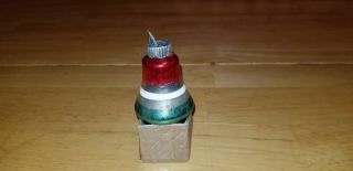 Antique Red White Green Bell Glass Christmas Ornament Measures 2 Inches Long
