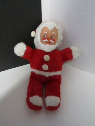 Vintage Santa Claus Plush Doll Rubber Face 14 "