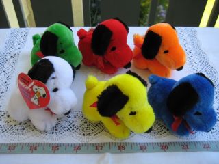 Vintage Set Of 6 Mini Color Snoopy Early 80s