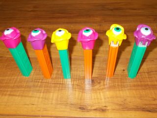 Pez Psychedelic Eye Dispensers Set Of 6 4.  9 Solid Stems Rare