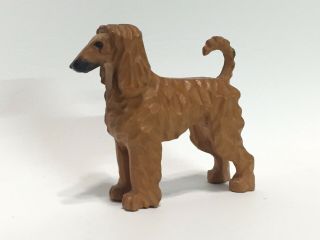 Afghan Hound Small Statue Wood Carved Style Blonde Dog