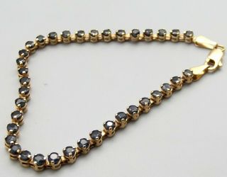 Vtg 14k Gold Natural Blue Sapphire Diamond Tennis Bracelet 6.  5 " 37 Stone Estate