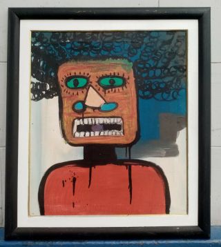 Stunning Painting By Jean - Michel Basquiat 1982 Acrylic On Canvas With Frame