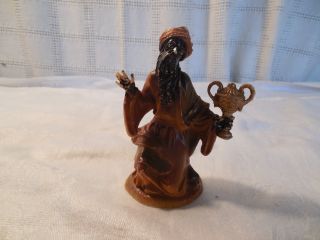 Vintage Hand Painted Plastic Nativity Figure Set Of 1pc Kneeling Wiseman