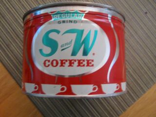 Vintage S and W 1lb Coffee Can w/ Lid San Francisco USA 2