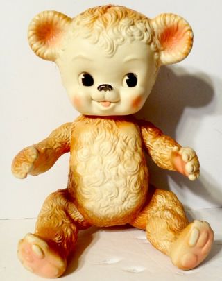 Vintage 1958 Sun Rubber Company Sunny The Bear Squeak Toy Jointed