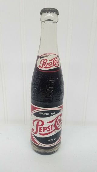 Vintage Glass Sparkling Pepsi Cola Bottle 8 Oz.  - Full - Greenville Ms