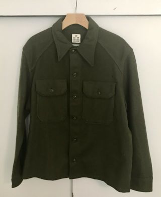 Us Military Korean War Era Og Olive Green 108 Wool Field Shirt Sept 1956 Large