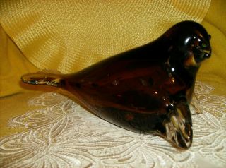 Art Glass Brown Seal Figurine Huge Deluxe Large Paperweight