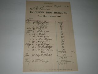 1904 Business Letter Head/guinn Bros.  Hardware /hawley,  Pa.
