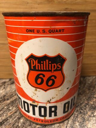 Vintage Phillips 66 Motor Oil 1 Quart Tin Can Empty