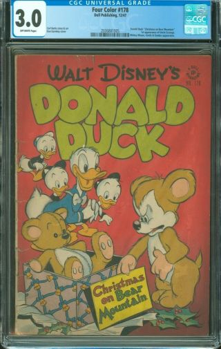 Four Color 178 Cgc 3.  0 Off - White Pages First Scrooge Mcduck