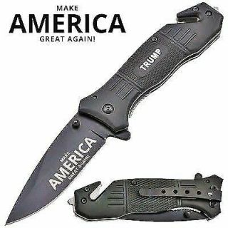 Trump " Make America Great Again " Black Assisted Open Rescue Pocket Knife