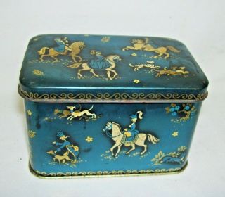 Victorian Hunters Horses Dogs Hinged Tin Box Made In England
