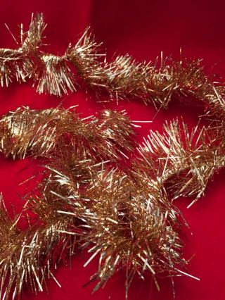 Vintage Gold Tinsel Christmas Tree Garland 15 Feet 2 Rolls