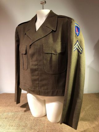 Vintage 50s Od M - 1950 Eisenhower Ike Wool Jacket 44l Us Army Korean War Era