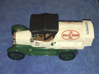 1918 Die Cast Ford Tanker Truck Piggy Bank Wolfs Head Oil Collectible