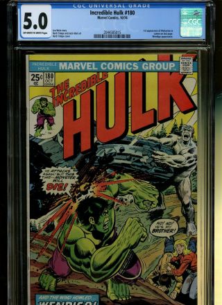 Incredible Hulk 180 Cgc 5.  0 | Marvel 1974 | 1st Wolverine (cameo).  Wendigo App.