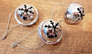 Set Of 3 Snowflakes 1.  5 " Silver Bells Christmas Ornaments