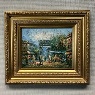 Impressionist Oil Painting Paris City Street Scene Artist Signed W.  Burnett