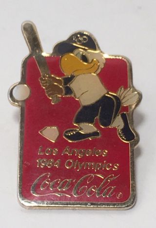Collectible Coca Cola Olympic Pin 1984 La Sam The Eagle Baseball Los Angeles