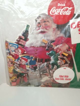 Die Cut Litho Cardboard Drink Coca - Cola Christmas Store Display Santa Claus Elf