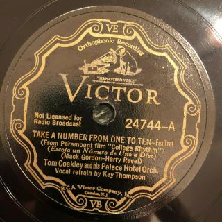 Victor 24744 Tom Coakley Orch Take A Number From One To Ten W Kay Thompson 78rpm