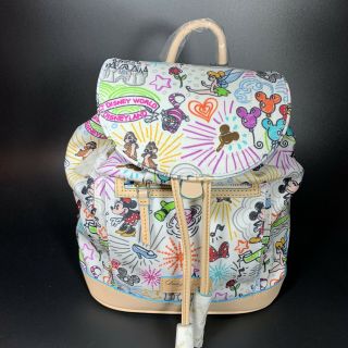 Nwt Disney Dooney & Bourke Sketch Backpack Mickey Mouse Tinkerbell Nylon