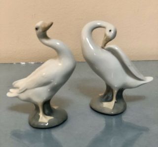 Pre 1960 Set Of Mid Century Lladro Goose Duck Figurines Made In Spain