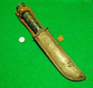 Vtg Sheath Hunt 7 " Blade Usmc/camillus Ny Ww2 Mk2 Knife 1 Orig Leather Fold Case