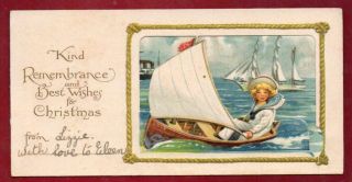Victorian Boy Sailor Mechanical Christmas Greeting Card