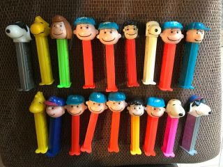 Set 18 Peanuts Pez Dispensers Sports Charlie Brown Snoopy Woodstock Lucy Patty