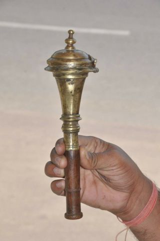 Old Brass & Wooden Unique Shape Handcrafted Chilam / Hukka Pipe