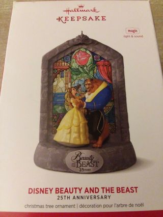 2016 Hallmark Keepsake Ornament Disney Beauty And The Beast 25th Anniversary Ec