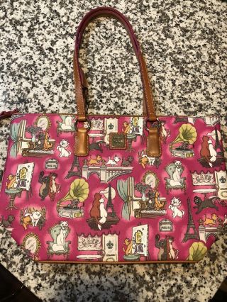 Disney Dooney And Bourke Cats Aristocats Pink Tote Bag Zip Nwt Marie Toulouse