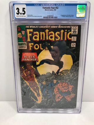 Fantastic Four 52 Cgc 3.  5 Marvel Comics 1966 Black Panther First Appearance
