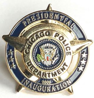 CHICAGO Police 2009 BARACK OBAMA Presidential Inauguration Lapel Pin - GOLD 2