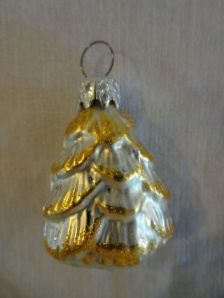 Tree Gold Silver German Blown Glass Christmas Tree Ornament 2 "