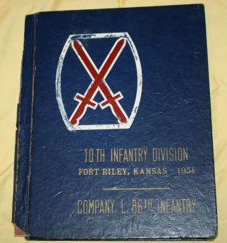 1951 Fort Riley,  Ks Us Army 10th Infantry Division Company L 86th Yearbook