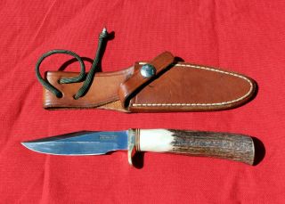 Randall Made Knife Model 8 4 " Vintage Stag Handle W/ Leather Sheath