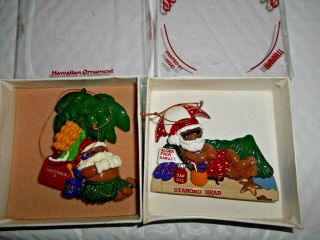 2 Poi People Hawaiian Christmas Ornaments 1990 