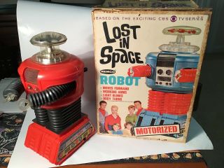Vintage Lost In Space 1966 Robot With Instructions Remco Toys Monster Red