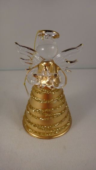 Hand - Crafted Glass Angel Holding A Star Christmas Ornament
