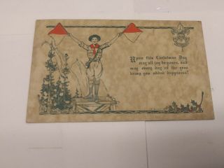 Boy Scout Christmas Postcard,  Postmarked 1933 Or 1923,  Official Bsa Issue