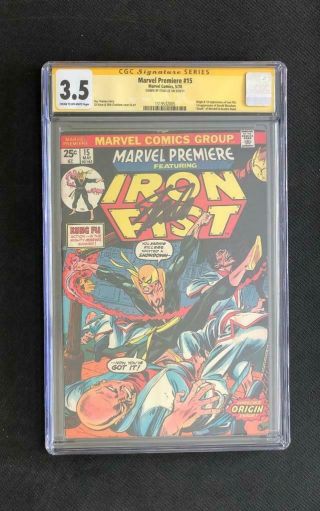 Marvel Premiere 15 Cgc 3.  5 Signed Stan Lee 1st Appearance Iron Fist Defenders 1