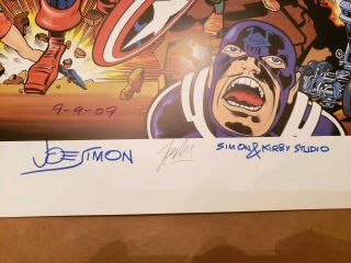 Captain America 50th Anniversary Poster Art.  3x Signed Lee,  Kirby,  Simon 3