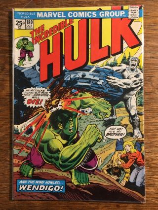 The Incredible Hulk 180,  Marvel,  1974,  First Wolverine (cameo),  F,  7.  0 - Ish