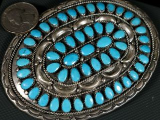 Vintage Navajo Turquoise Victor Moses Begay Sterling Silver Belt Buckle